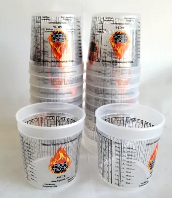 Plastic Paint Mixing Cups 20 PINT Size Cups 7 Mixing Ratios High Teck MC16 • $17.98