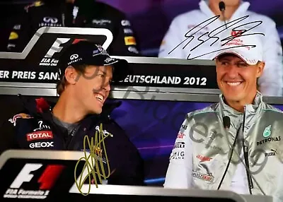 Sebastian Vettel & Michael Schumacher 2012 German GP Formula 1 Signed 7x5 Photo • $7.57