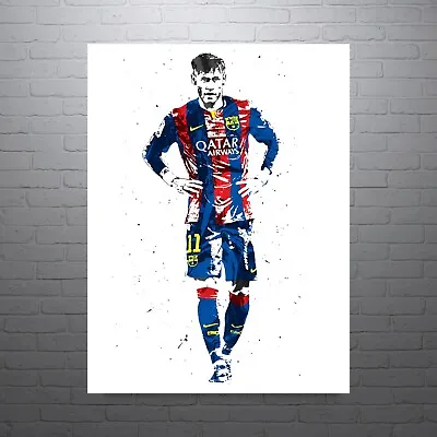Neymar Jr FC Barcelona Soccer Sports Print Man Cave-FREE US SHIPPING • $11.46