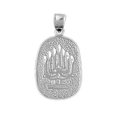Rhodium Plated 925 Sterling Silver Menorah Medallion • $45.99