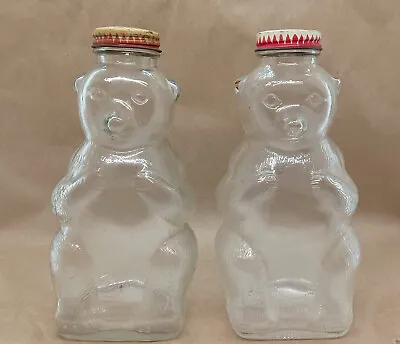 Vintage Snow Crest Beverage Bank Bottles(2)  Bear  Salem Mass.  • $29.99