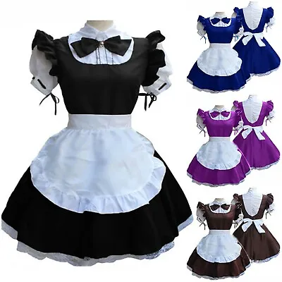 Women Sexy French Maid Adult Uniform Fancy Dress Costume Cosplay Bowknot Outfits • $7.39