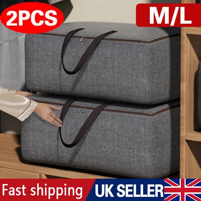 2Pcs Large Wardrobe Boxes Underbed Dustproof Clothes Storage Bags Ziped UK NEW • £5.59