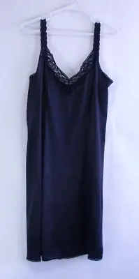 Vintage Vanity Fair Nylon  Black Full Dress Slip 42 24  • $14.99