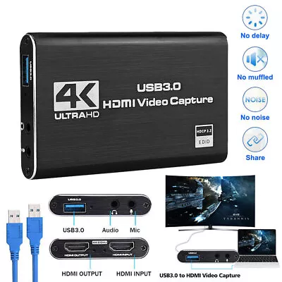 4K HD Audio Video Capture Card USB 3.0 HDMI Video Capture Device With USB/Type C • £13.67