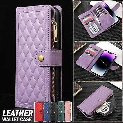 $4.99 • Buy For IPhone 14 13 12 11 Pro Max Mini XS 8 7 Plus Case Zipper Leather Wallet Cover