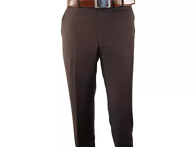 Mantoni Mens Flat Front Pants All Wool Super 140's Classic Fit 40901 Brown New • $99.99