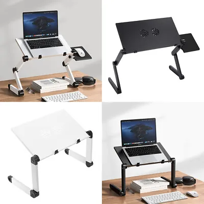 Lifting Laptop Stand Desk Table Computer Table Portable PC Tray Fan&Mouse Board • £17.95
