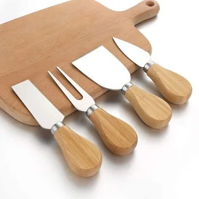 4pcs Cheese Knife Collection Cheese Knife Set Cheese Cutter With Wooden Handle • £9.58