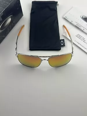 Oakley Deviation Polished Chrome Frame Fire Iridium Lens Orange Icons Ear Inmate • $399.99