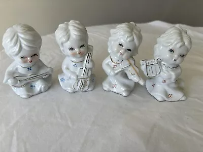 Lot Of 4 Vintage White Porclean Girls Playing Instruments China • $8