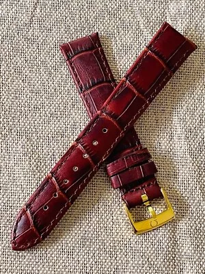 18mm Red Brown Original Leather Watch Strap With Golden O Logo Buckle For Omega • $50.14