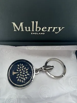 Brand New MULBERRY Navy  Metal Tree Keyring Key Ring ~ NEW With Box And Tag! • £50