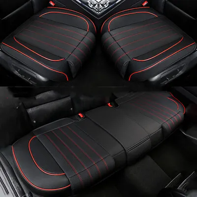 Luxury Car Seat Cover Leather Front Back Seat Cover Mat Protector Non-slip Pad • £12.99