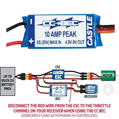 Castle Creations 0400 BEC 10A 6S Switching Regulator Battery Eliminator • $23.95