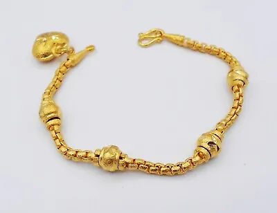 $32.99 • Buy Beaded  22K 24K THAI BAHT YELLOW GOLD GP Bracelet Bangle Jewelry Women 6 Inch