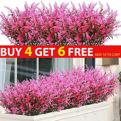 Artificial Flowers Plastic Fake Plants UV Resistant Home In/Outdoor Garden Decor • £2.48