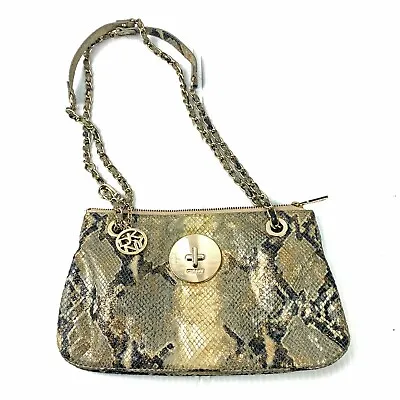 $54.99 • Buy DKNY Metallic Python Snake Leather Handbag Convertible To Cross Body Bag
