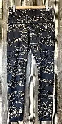 Wattie Ink Dharma Cycling Leggings Shorts Crop Pants Size M Black And Gold Maps • $31.44