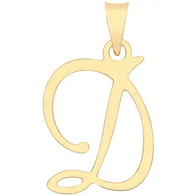 9CT Gold Pendant Initial D Letter Charm Necklace 9 Carat Yellow Gold  New • £45.94