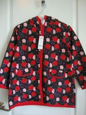 Gymboree PREP SCHOOL Navy & Red Apples Raincoat Girl Size M Medium 7 - 8 NWT • $39.99