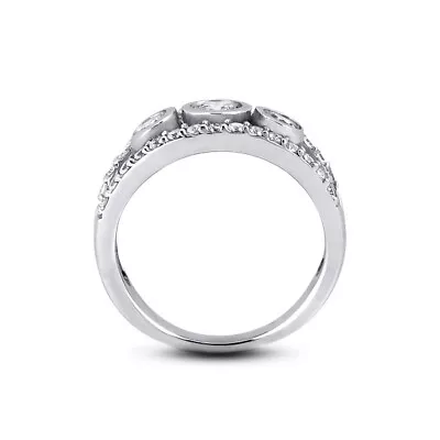 1 3/4ct H VS2 Round Natural Diamonds 14k  Vintage Style Three-Stone Ring • $1803.20