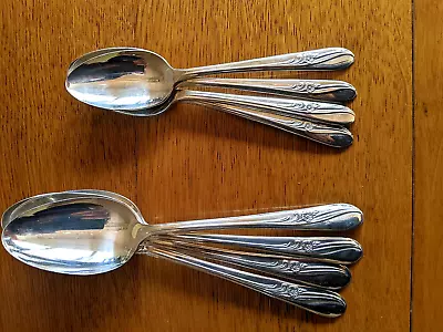 8 MEADOW FLOWER Vintage Intl H & T Mfg. Co Silver Plate Spoons Ca 1940 • $8