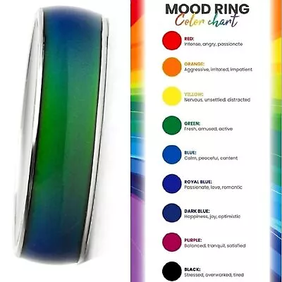 Mood Ring Band Stainless Steel With Color Chart NEW Size 10 • $14.99