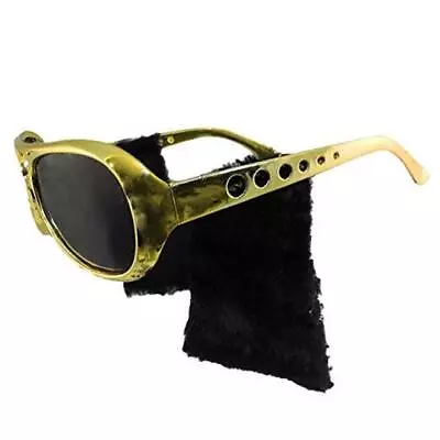 Gold Frame Classic Elvis Costume Sunglasses W/Sideburns  • $18.71