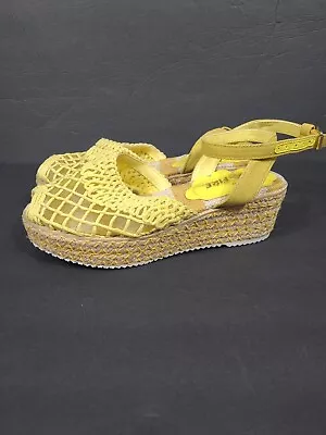 Miss L Fire Toulouse Mesh Espadrille SandalsLace Rare Sz 6.5 ( 37 ) Yellow • $90