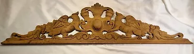 Antique French Wood Carved Oak Gothic Dragons Griffins Pediment Architectural • $650