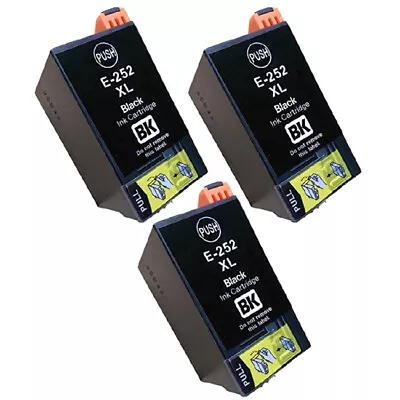 3x Generic 252XL BLACK Ink Cartridge For Epson Workforce WF3620 3640 7620 WF7610 • $14