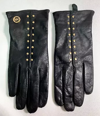 Michael Kors Black Soft Leather Dress Gloves Lined Size M Medium • $26.99