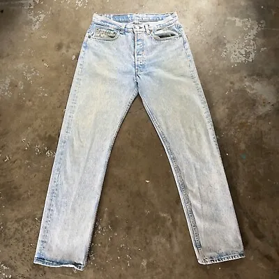 VTG Levis 501 Jeans Mens Actual 30X30 Acid Wash Button Fly USA Made 80s Thrashed • $39.98