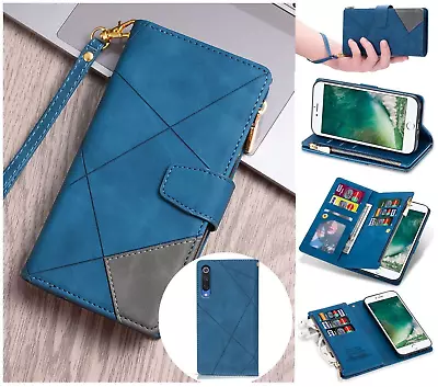 Xiaomi Mi 9 Se Suede Wallet Collage Line Embossed 9 Card Zip Pocket • $12.90