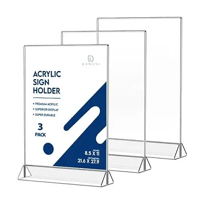 Clear Acrylic Sign Holder - 3Pack 8.5x11'' Flyer Document Brochure Display Ho... • $22.66