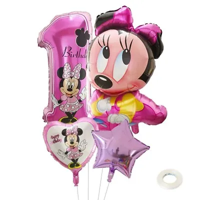 New 4 Pcs 1st Mini Mouse Foil Helium Balloon For Baby 1st Birthday Party • $5