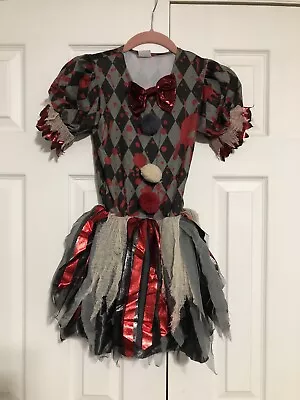 Evil Twisted Vintage Clown Costume Girls Medium 8-10 Dress Spirit Halloween • $19