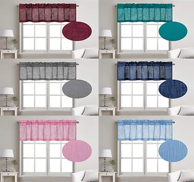 $9.99 • Buy 1 Pc Linen Texture Semi Sheer Window Treatment Valance, 52  W X 18  L 