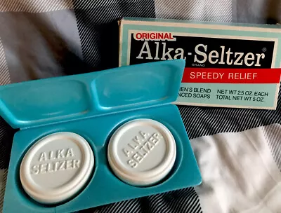 2x Vintage Avon Alka Seltzer Brand Speedy Relief 2 Soaps 1978 White 2.5oz Each • $12.99