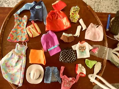 Vintage Barbie Lot Of Clothes  Hat Brush And Shoes.  Great Shape. See Pic • $9.99