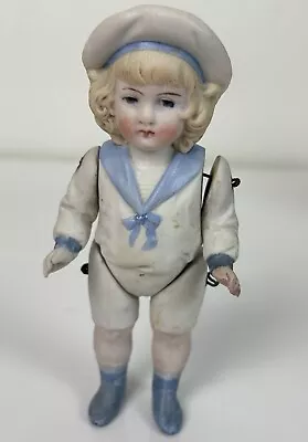 Antique German All Bisque 5” Doll Sailor Hertwig • $50