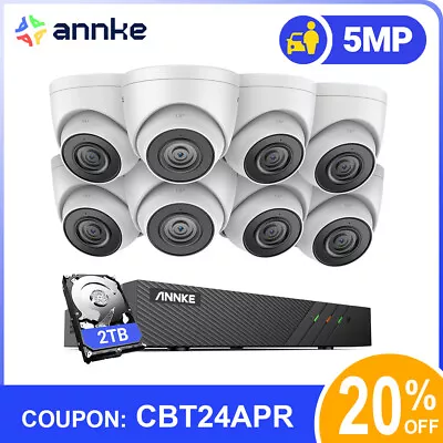 ANNKE 5MP 8CH NVR Turret PoE Security Camera CCTV System 100ft IR Night Vision • $699.99