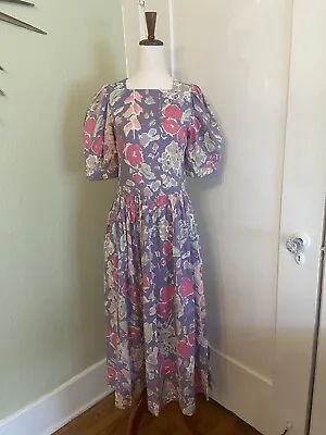 Vintage LAURA ASHLEY Floral Print Dress 70’s 80’s Style US 8 Fits S Or Sz 2-4 • £56.94