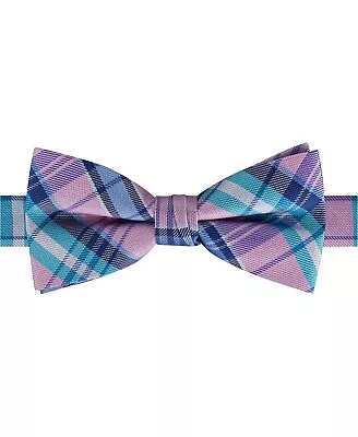 $4.99 • Buy Tommy Hilfiger Boys 4.25  Tied Pastel Plaid Adjustable Bow Tie- Pink Aqua Blue