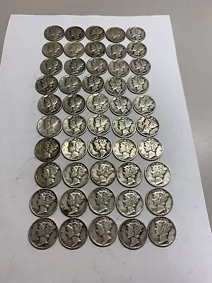 1941 P Mercury Dime Roll 90% Silver  50 Actual Coins In The Pics-REEDERSONG • $123.98