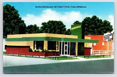 1950s Borden's Restaurant Diner 11th St US 66 Tulsa Oklahoma OK Vintage Postcard • $8