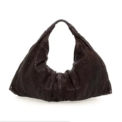 Campomaggi Shoulder Bag Large Mangrovia Dark Brown Laser-cut Leather C037650ND • $926.88