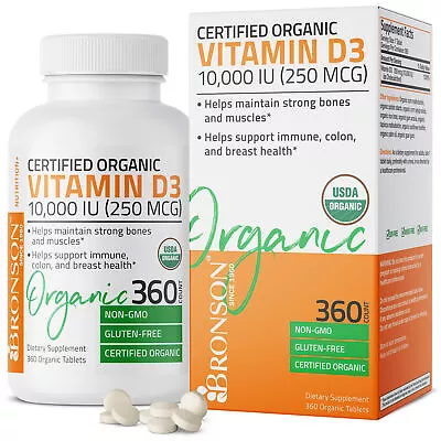 Vitamin D3 10000 IU High Potency USDA Certified Organic Vitamin D 360 Tablets • $14.97