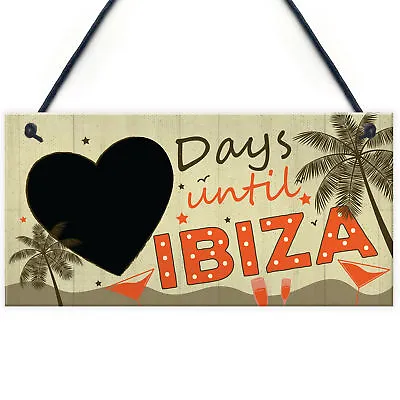 CHALKBOARD Countdown Holiday Ibiza Hanging Plaque Friendship Alcohol Party Gift • £3.99